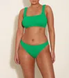 Hunza G Xandra Bikini Set Square Neckline High-cut Leg In Emerald