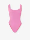 Hunza G Square-neck Crinkled One-piece Swimsuit In Pink