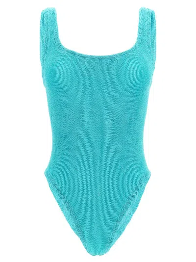 Hunza G Crinkle Fabric Square-neck Swimsuit In Multi
