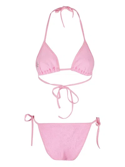 Hunza G Crinkle Triangle Bikini In Pink