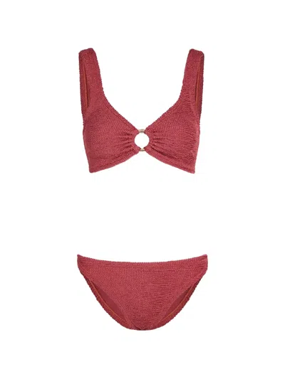 Hunza G Crinkled Ring-detail Bikini In Red