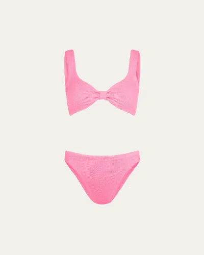 Hunza G Crinkled Two-piece Swimsuit In Pink