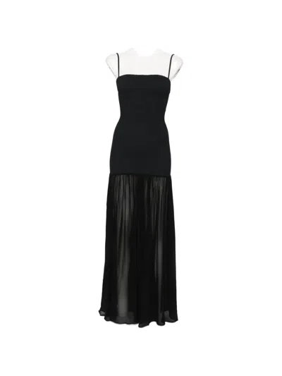 Hunza G Crinkled-finish Sheer-skirt Maxi Dress In Black