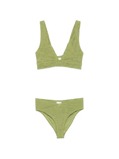 Hunza G Crinkle-effect Bikini In Green
