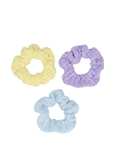 Hunza G Kids' Crinkle-effect Hair Scrunchies (set Of Three) In Multi