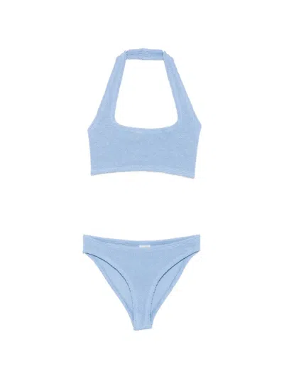 Hunza G Crinkle-effect Halterneck Bikini In Blue