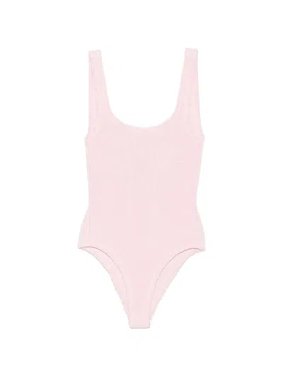 Hunza G Crinkle-effect Scoop-neck Swimsuit In Pink