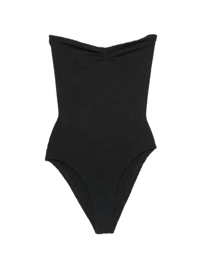 Hunza G Crinkle-effect Strapless Swimsuit In Black