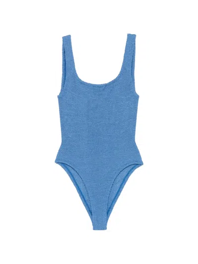 Hunza G Crinkle-effect Swimsuit In Blue