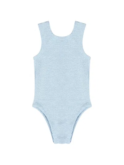 Hunza G Kids' Crinkle-effect Swimsuit In Blue