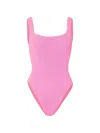 Hunza G Square-neck Crinkled One-piece Swimsuit In Pink