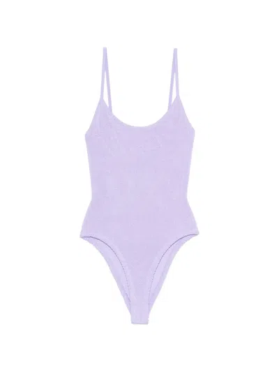 Hunza G Crinkle-effect Swimsuit In Purple