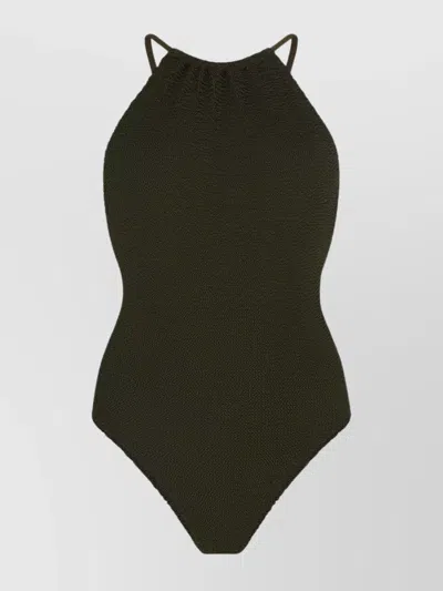 Hunza G Crisscross Halter Neck Swimsuit In Green