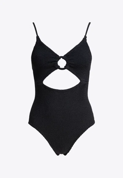 HUNZA G CRYSTAL CUT-OUT ONE-PIECE SWIMSUIT