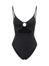 Hunza G Crystal Swimsuit With Fabric Covered Hoops In Black In Black