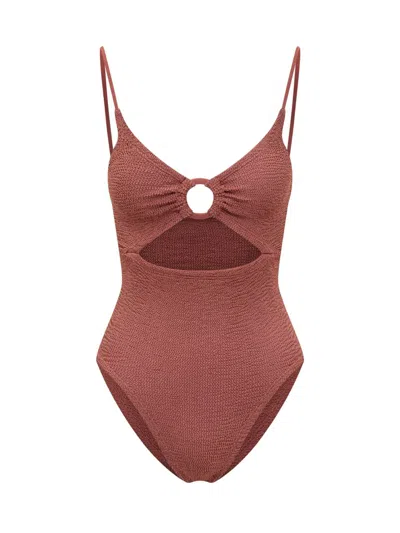 Hunza G Crystal One Piece Swimsuit In Brown