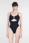 Hunza G Crystal Swimsuit With Fabric Covered Hoops In Black