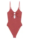 Hunza G Cut-out Detail Glamour Swimsuit With Textured Fabric In Red