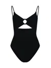 Hunza G Crystal Swimsuit With Fabric Covered Hoops In Black In Black