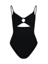 Hunza G Crystal Swimsuit With Fabric Covered Hoops In Black In Black