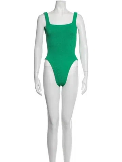 Pre-owned Hunza G Cutout Accent One-piece In Green