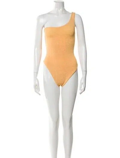 Pre-owned Hunza G Cutout Accent One-piece In Orange