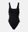 Hunza G Sculpting Support Swimsuit With Crossed Cut-out Panels In Black
