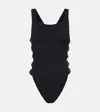 Hunza G Sculpting Support Swimsuit With Crossed Cut-out Panels In Black