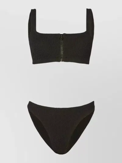 Hunza G Dallas Bikini Top Crinkle Square Neckline In Black
