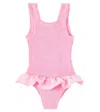 Hunza G Denise Gingham Ruffled Swimsuit In Pink