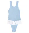 Hunza G Denise Ruffled Swimsuit In Blue