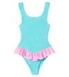 Hunza G Ruffle-trim Denise Swimsuit In Turquoise