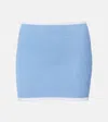 Hunza G Devyn Convertible Two-tone Seersucker Swim Skirt In Blue