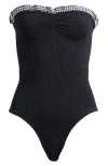 Hunza G Dolly Strapless Seersucker One-piece Swimsuit In Black