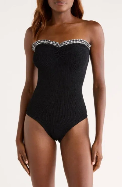 Hunza G Dolly Strapless Seersucker One-piece Swimsuit