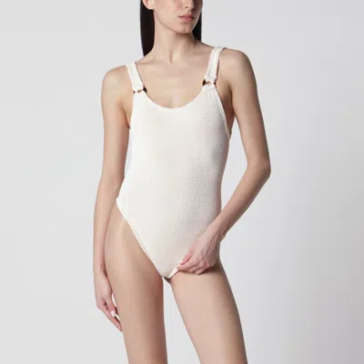 Hunza G Domino Blush Onepiece Swimsuit In White