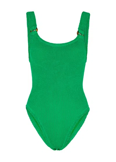 Hunza G Domino Crinkle Swimsuit In Green