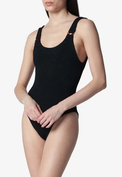 Hunza G Domino Crinkled One-piece Swimsuit In Black