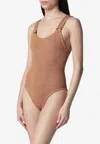Hunza G Domino Metallic Cocoa One-piece Swimsuit In Brown