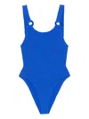 Hunza G Cut-out Sculpting Swimsuit Textured Fabric In Blue