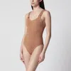 Hunza G Domino Metallic Cocoa One-piece Swimsuit In Brown