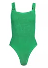 Hunza G Domino Seersucker Swimsuit In Green