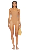 Hunza G Domino Metallic Cocoa One-piece Swimsuit In Metallic Cocoa