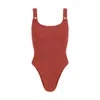 Shop Hunza G Domino One-piece In Metallic Rosewood