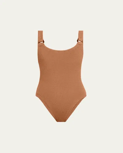 Hunza G Domino One-piece Swimsuit In Brown