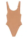 Hunza G Domino Metallic Cocoa One-piece Swimsuit In Brown