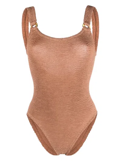 Hunza G Domino One Piece In Metallic Cocoa