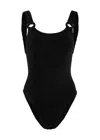 Hunza G Domino Seersucker Swimsuit In Black