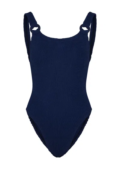 Hunza G Domino Seersucker Swimsuit In Blue