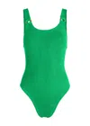 Hunza G Domino Seersucker Swimsuit In Green